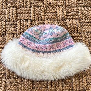 Hanes Her Way Faux Fur Trim Hat